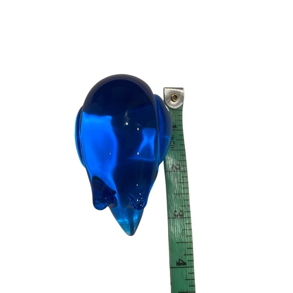 Collectible F.M. Konstglass Swedish Blue Hand Blown Glass Mouse Paperweight - Picture 7 of 7